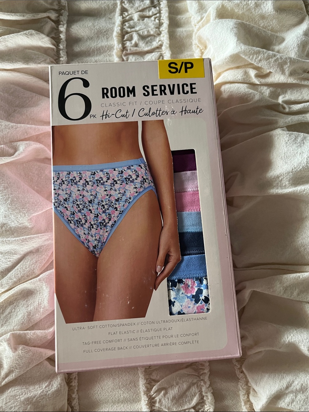 Room Service Women’s Hi-Cut Panties - 6 Pack, Blue Floral & Assorted